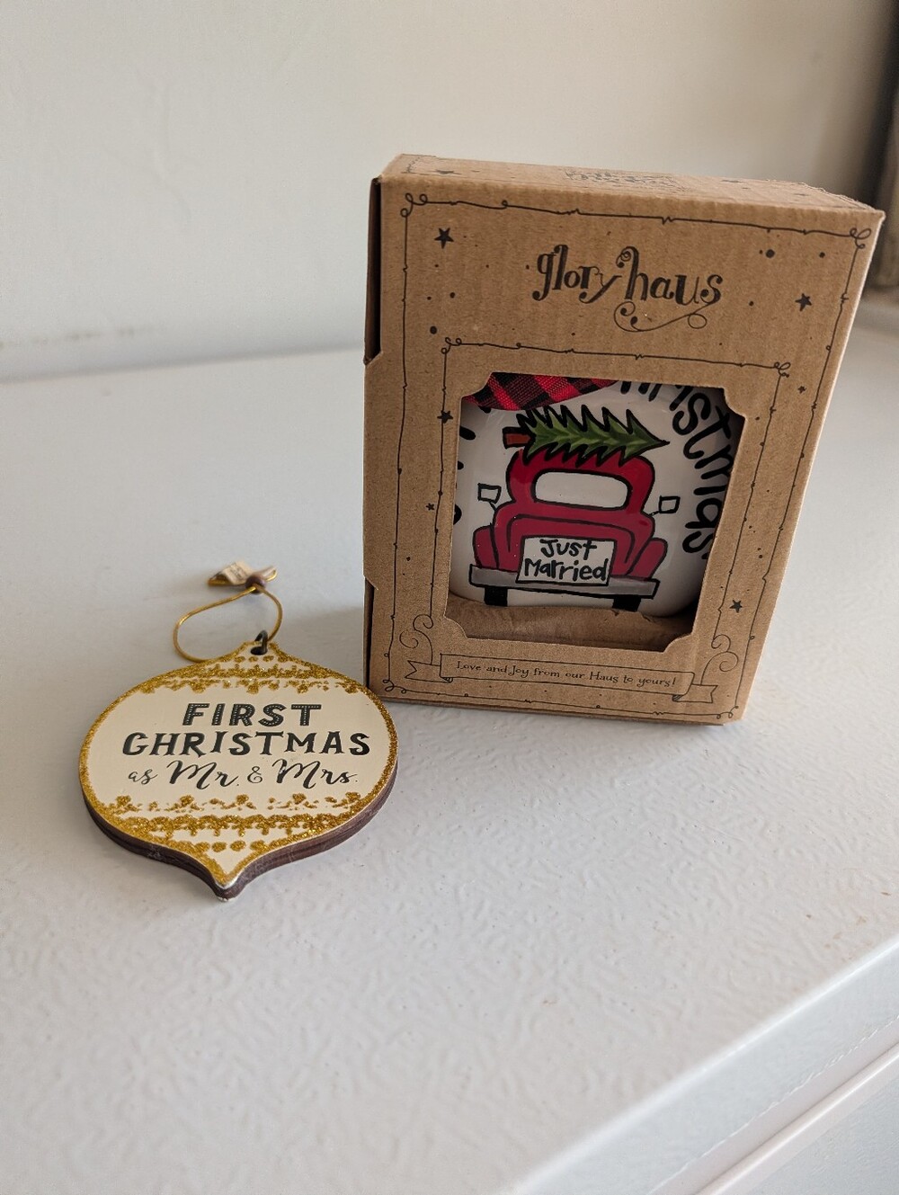 First Christmas Married/Just Married Christmas Ornament Set